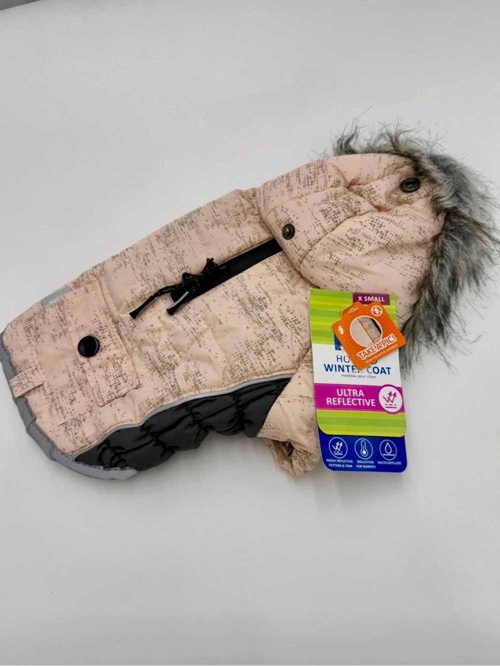 Top Paw Light Pink Reflective Dog Winter Jacket